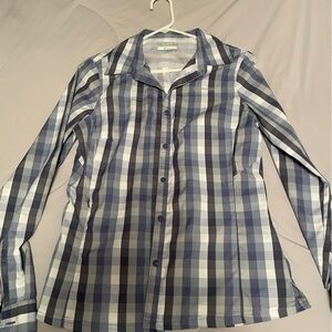 Columbia Women's Navy and White Checkered Shirt